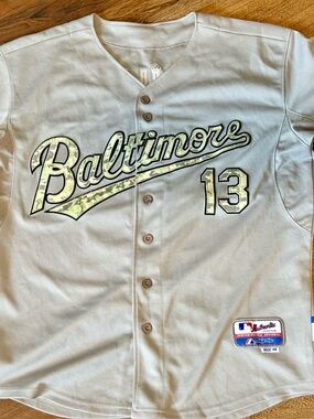 Rare Baltimore Orioles Authentic On-Field Majestic USMC Jersey 48 Large